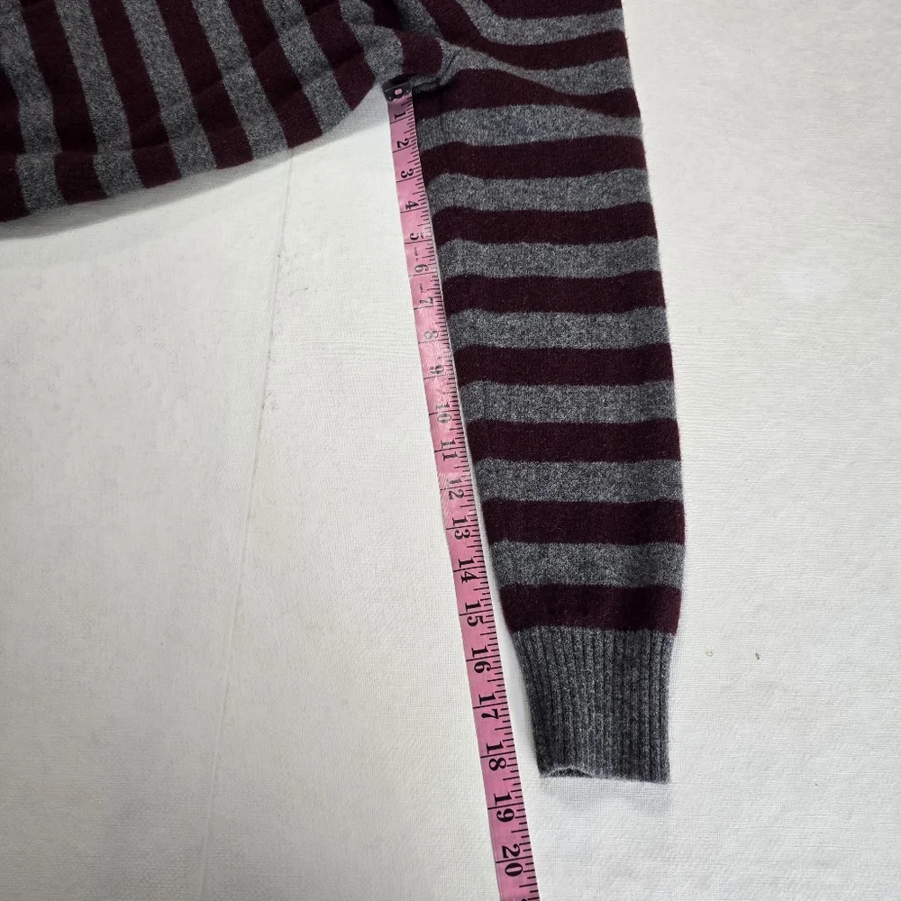 Striped Maroon and Gray Men's J.Crew Lambs Wool Sweater. Size Medium